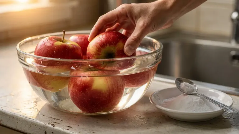 Pommes : le bain au bicarbonate réduit certains résidus de pesticides en surface