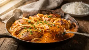 Poulet au paprika : une sauce au lait et aux oignons fondants, sans crème