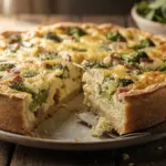 Quiche sans pâte au brocoli et à la pancetta : le cottage cheese remplace la crème