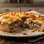 Tourte aux champignons : une recette à la pâte brisée, à la crème et aux herbes