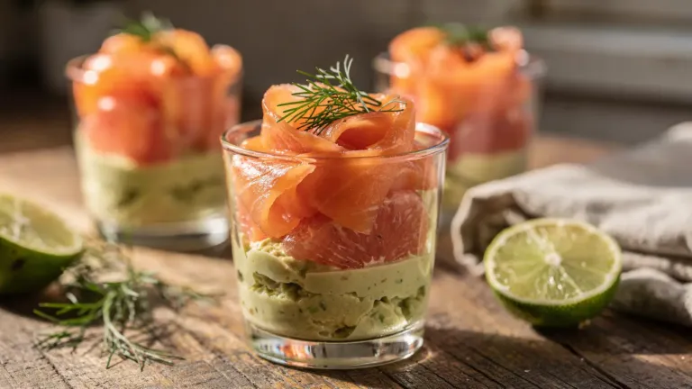 Verrine de saumon fumé, avocat et pamplemousse : une entrée froide sans cuisson Verrine de saumon fumé, avocat et pamplemousse : une entrée froide sans cuisson